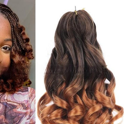 Long wavy synthetic wig in shade T1B30, off black to auburn ombré