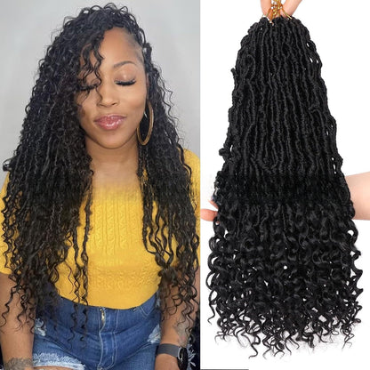Curly-end synthetic wig in jet black