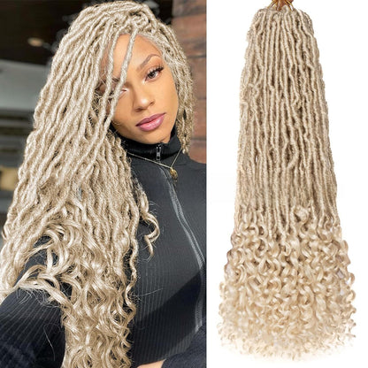 Curly-end synthetic wig in platinum blonde