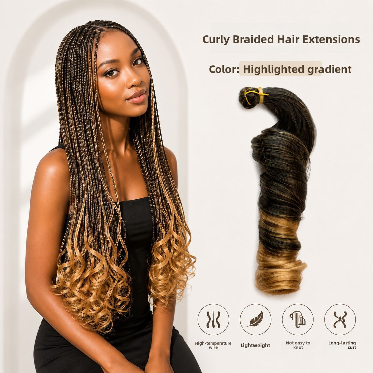 Large spiral curl wig in shade T27, honey blonde ombré