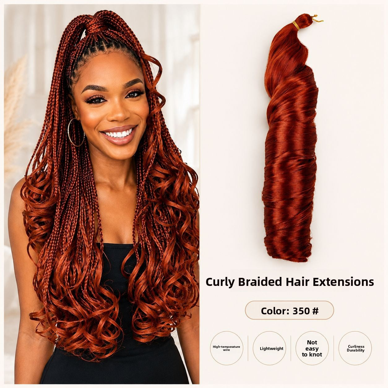Large spiral curl wig in shade 350, copper red