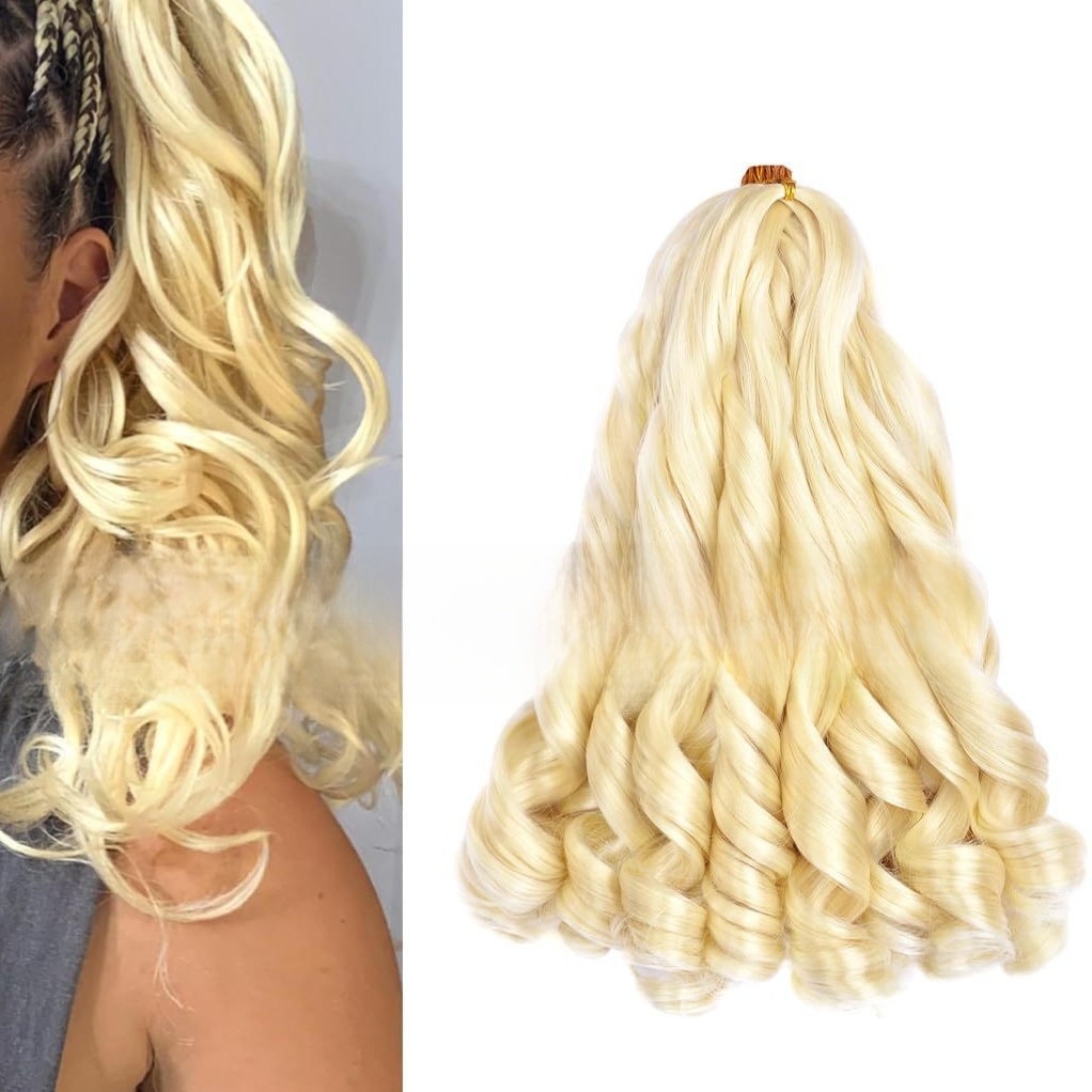 Long wavy synthetic wig in shade 613, platinum blonde