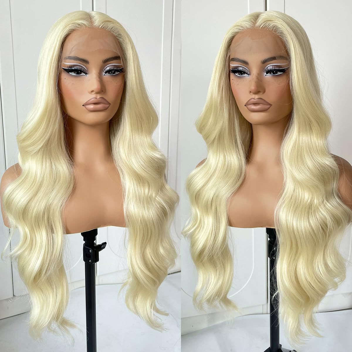 Lace front synthetic wig in light gold