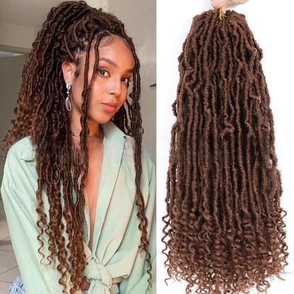 Curly-end synthetic wig in dark brown