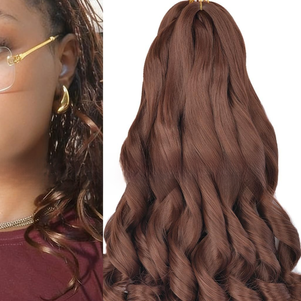 Long wavy synthetic wig in shade 33, dark auburn