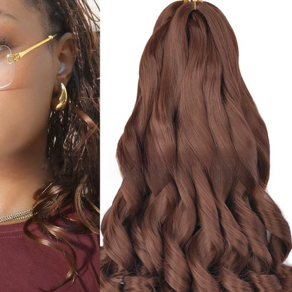 Long wavy synthetic wig in shade 33, dark auburn