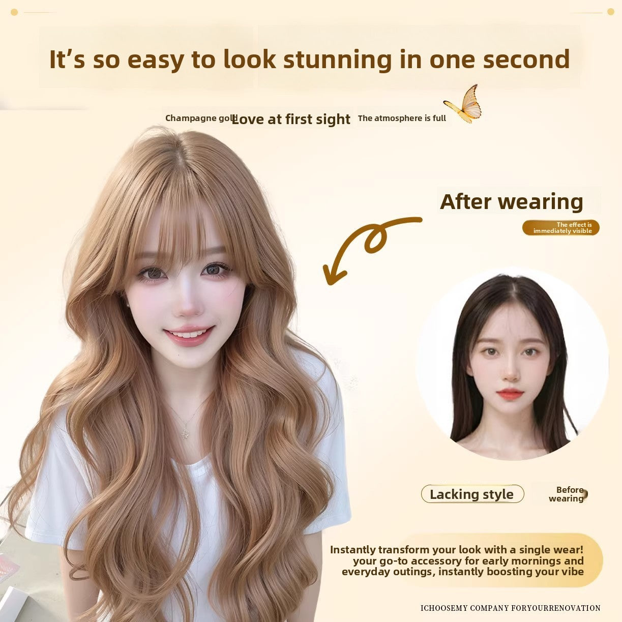 Long Wavy Wig with Bangs