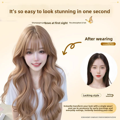 Long Wavy Wig with Bangs