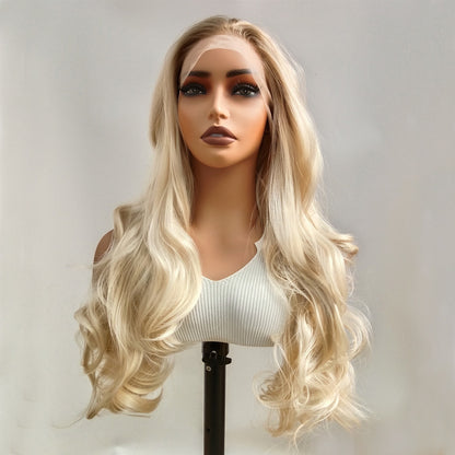 Brown to platinum gradient front lace wig — product photo 2