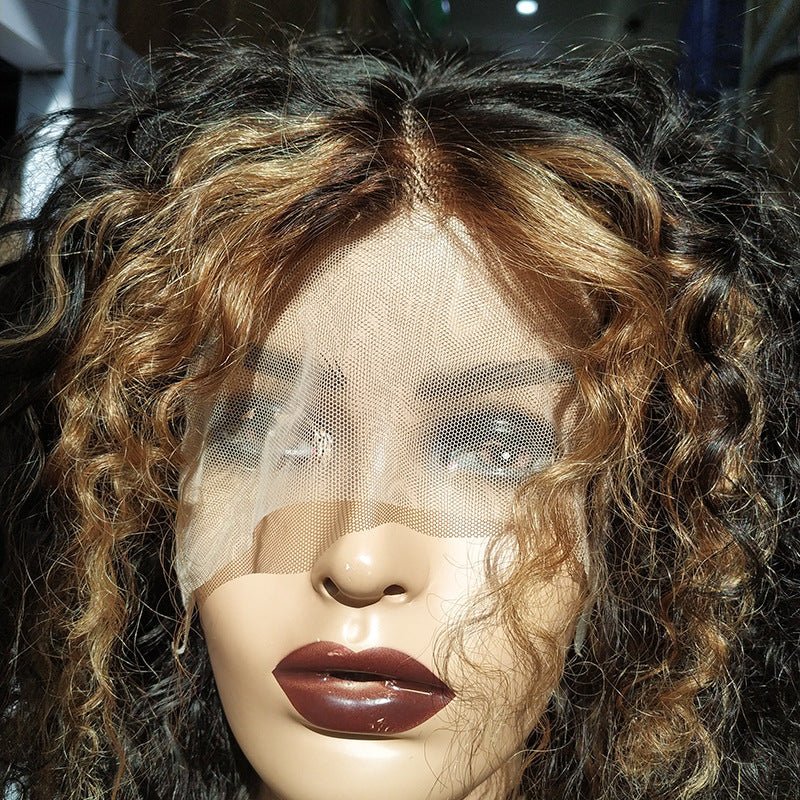 Highlighted Water Curl Human Hair Bob — T-Part Lace