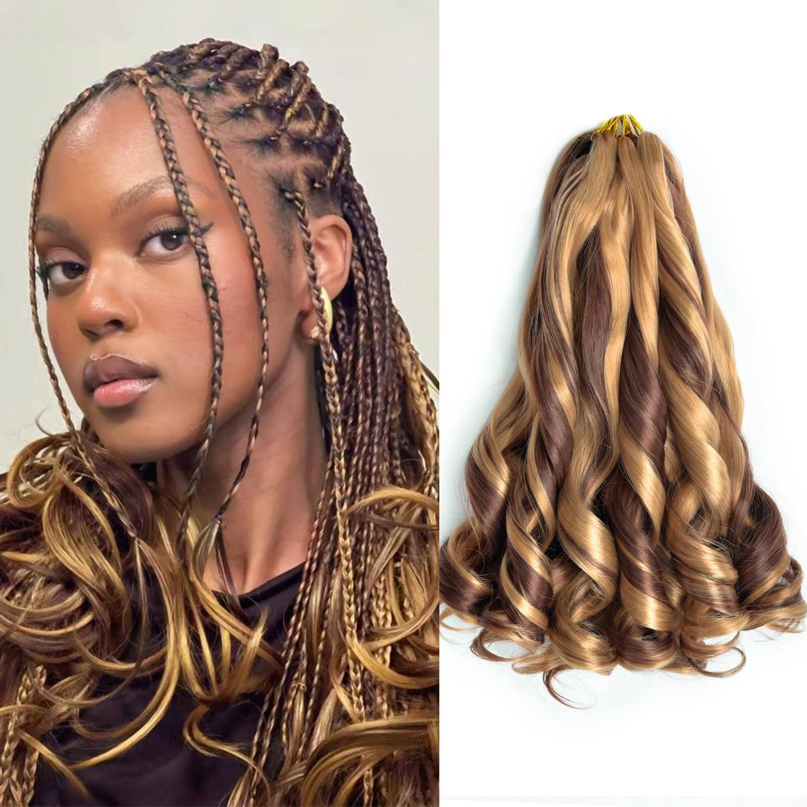 Synthetic fiber wig with long wavy hair