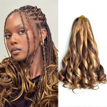 Synthetic fiber wig with long wavy hair