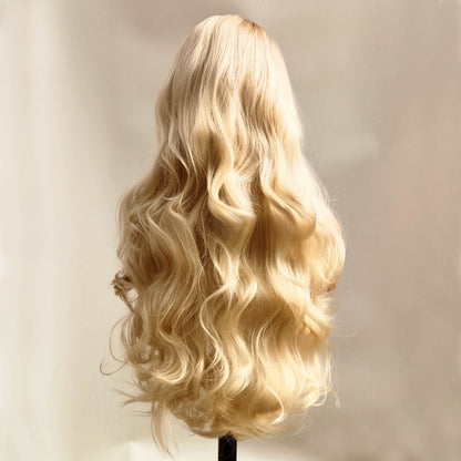 Front lace synthetic wig in gold, brown to platinum gradient