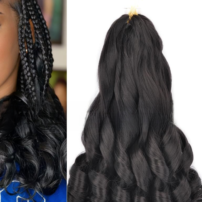 Long wavy synthetic wig in shade 1B, off black